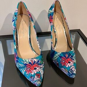 Jessica Simpson Floral Print Pointed-Toe Pump Multicolor Size 8